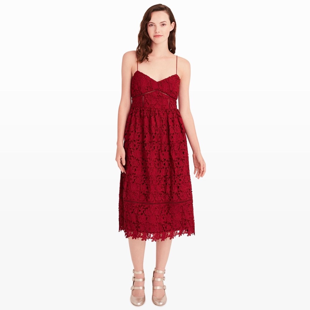 Club Monaco Bolari dress in Cherry - size 4, worn once. Midi lace dress